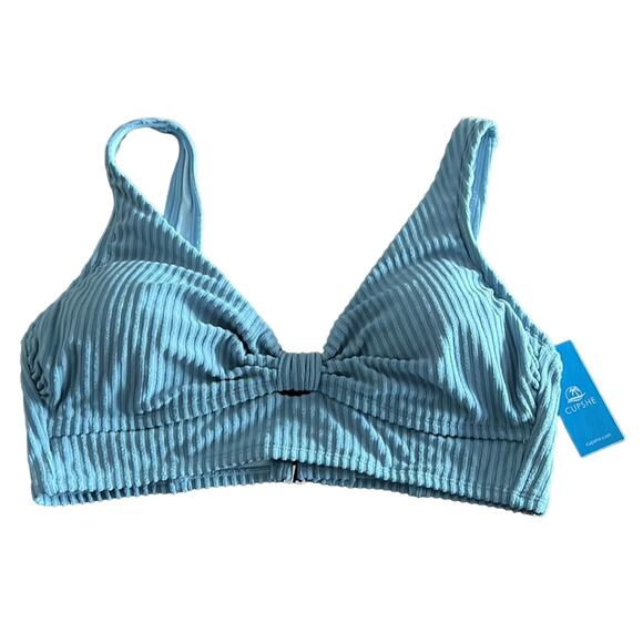 Cupshe Blue Textured Bikini Top Woman Size 0X NWT - Picture 1 of 8